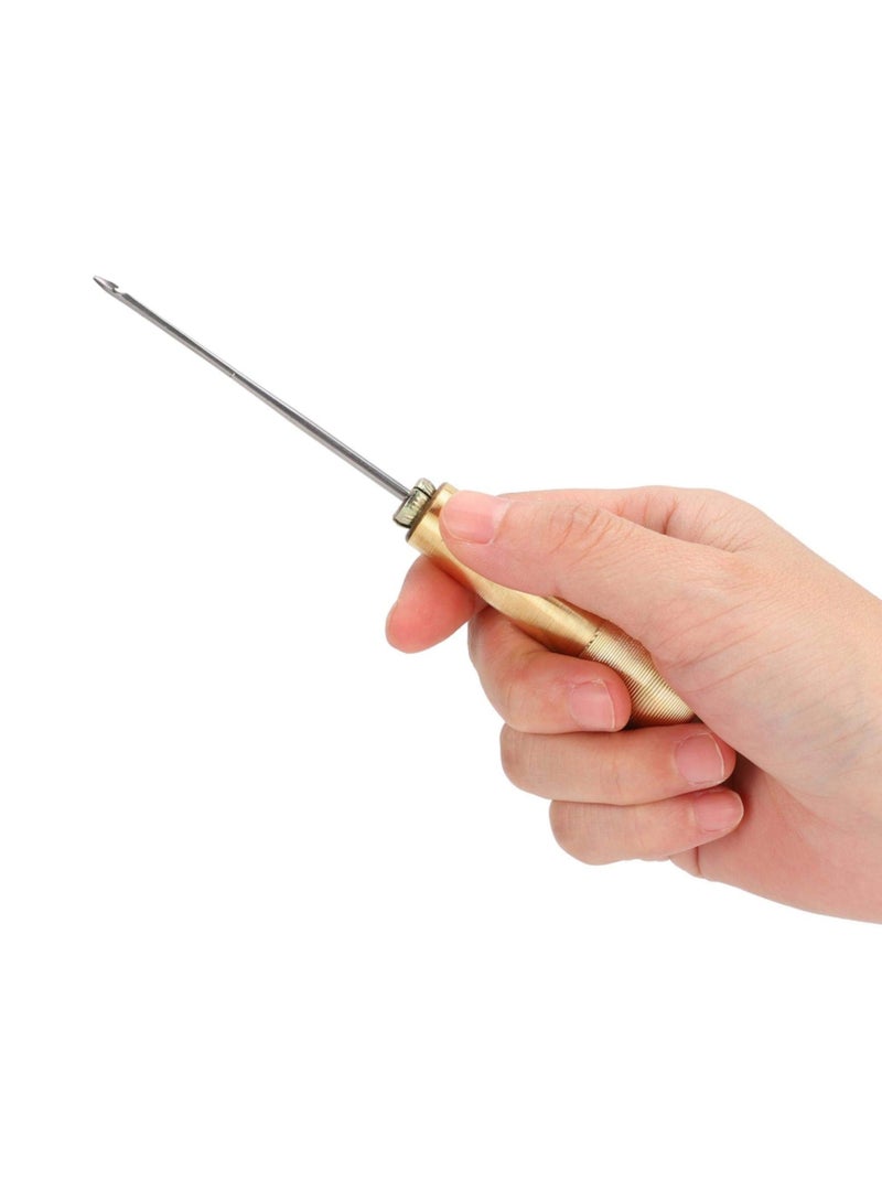 Excefore Leather Sewing Awl Needle 2 Pieces Sewing Awl Repair Tool Hand Stitcher Handle Copper Tools for DIY Sewing Repairing Canvas Leather  - Image 5