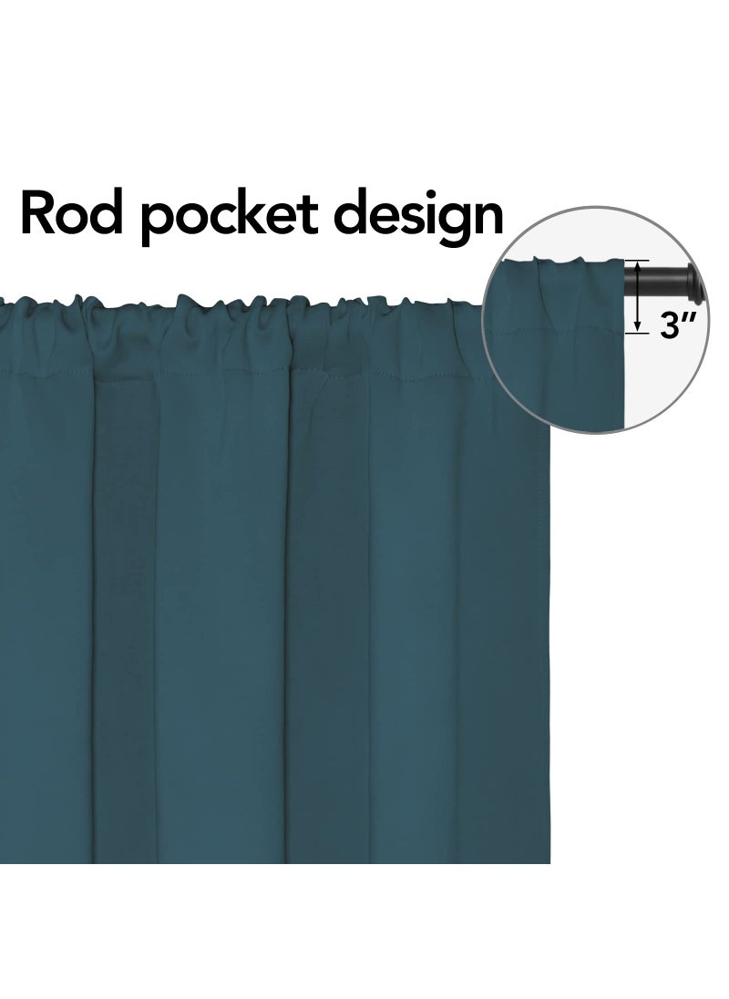 Easy-Going Easy-Going Rod Pocket Blackout Curtains for Bedroom  Room Darkening Window Curtains for Living Room  Thermal Insulated Noise Reduction Solid Window Drapes  2 Panels(52x63 in  Bluestone)  - Image 2