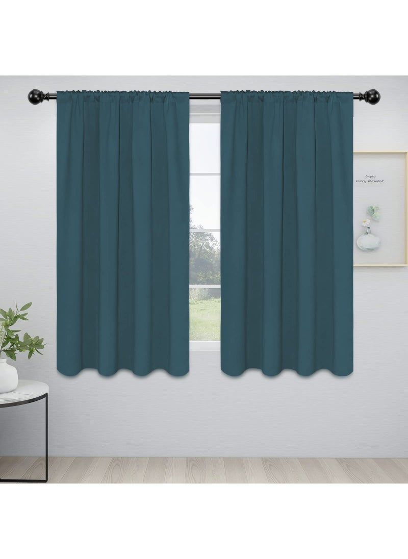 Easy-Going Easy-Going Rod Pocket Blackout Curtains for Bedroom  Room Darkening Window Curtains for Living Room  Thermal Insulated Noise Reduction Solid Window Drapes  2 Panels(52x63 in  Bluestone)  - Image 1