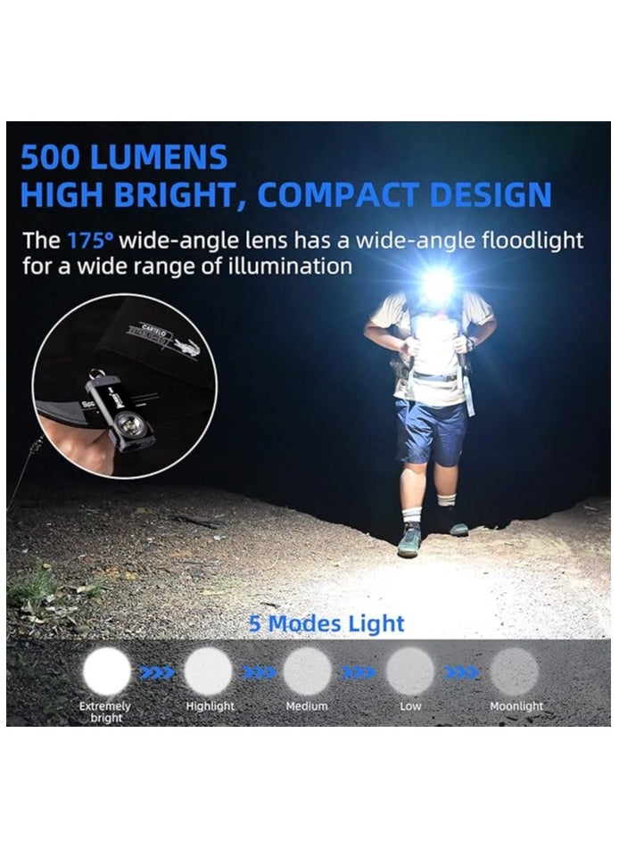 WUBEN - WUBEN G2 Mini Flashlight Keychain, Torch 500 Lumens Rechargeable Pocket 5 Modes Small Led EDC Keychain Brightest Flashlight Magnetic Hat Clip for Travel,Walking,Searching,Hiking,Emergency - Image 1