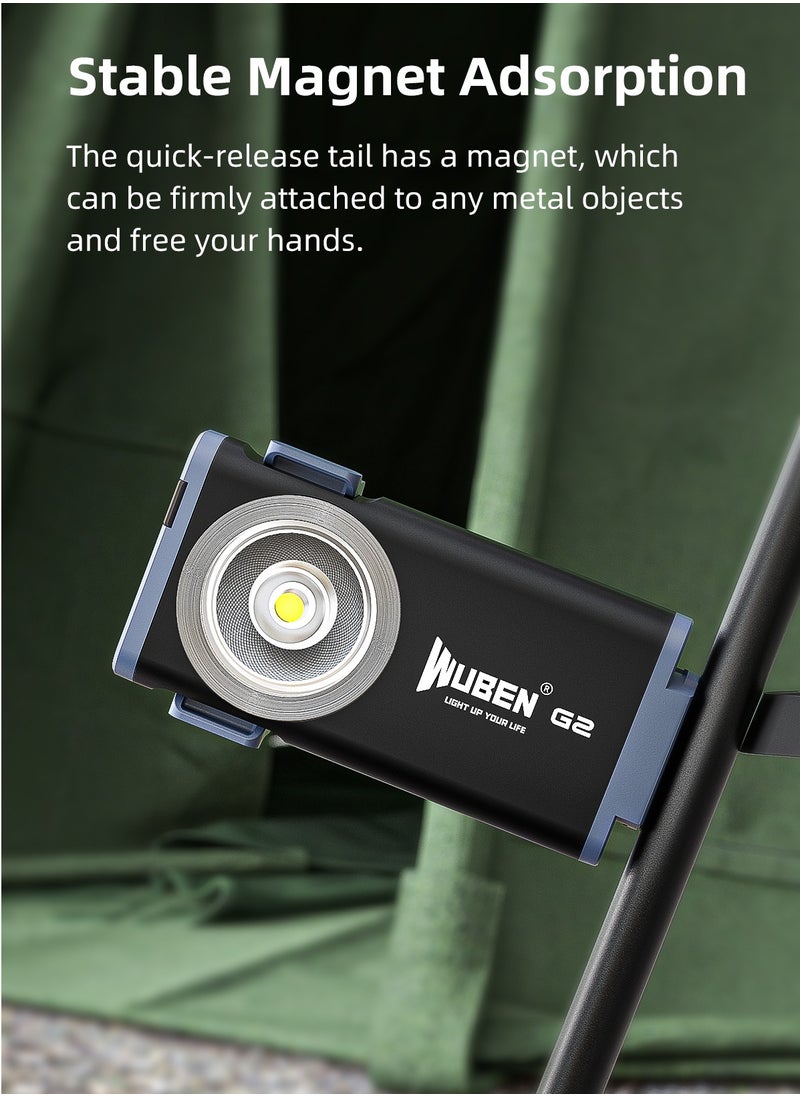 WUBEN - WUBEN G2 Mini Flashlight Keychain, Torch 500 Lumens Rechargeable Pocket 5 Modes Small Led EDC Keychain Brightest Flashlight Magnetic Hat Clip for Travel,Walking,Searching,Hiking,Emergency - Image 1