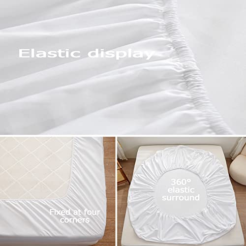Rushrushlulu Bedding Queen Size Fitted Sheet Only- Bottom Mattress Fitted Sheet-Fits 15inches Deep Mattress Pocket -Soft and Microfibe-Shrinkage and Fade Resistantr-Easy Care-White - Image 4