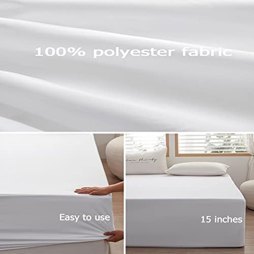 Rushrushlulu Bedding Queen Size Fitted Sheet Only- Bottom Mattress Fitted Sheet-Fits 15inches Deep Mattress Pocket -Soft and Microfibe-Shrinkage and Fade Resistantr-Easy Care-White - Image 3