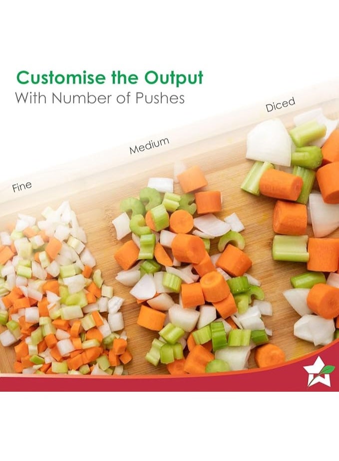 Wonderchef Glory Push Chopper – 800ml Vegetable & Fruit Chopper with 3 Stainless Steel Blades, Anti-Slip Base, Easy-Pull Handle – Compact Manual Food Processor with 1-Year Warranty