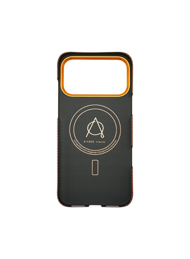 A-Case Its My Case Desen Series Premium Aramid Fiber Protective Case for iPhone 17 Pro Max – Ultra Slim Lightweight Military-Grade Durable Case – MagSafe Compatible – 3D Grip Non-Slip Design – Orange - Image 4
