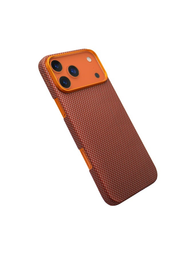 A-Case Its My Case Desen Series Premium Aramid Fiber Protective Case for iPhone 17 Pro Max – Ultra Slim Lightweight Military-Grade Durable Case – MagSafe Compatible – 3D Grip Non-Slip Design – Orange - Image 3