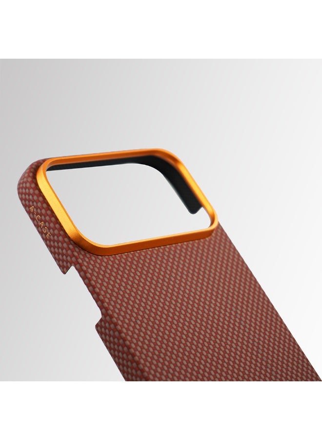 A-Case Its My Case Desen Series Premium Aramid Fiber Protective Case for iPhone 17 Pro Max – Ultra Slim Lightweight Military-Grade Durable Case – MagSafe Compatible – 3D Grip Non-Slip Design – Orange - Image 5