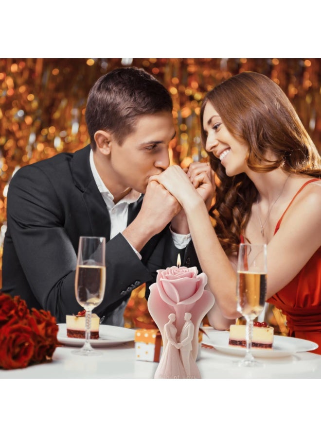 3D Rose Pillar Candle Silicone Mold Groom Bride Valentine Resin Soap Casting Mold for Wedding Anniversary Home Aromatherapy Decoration - Image 3