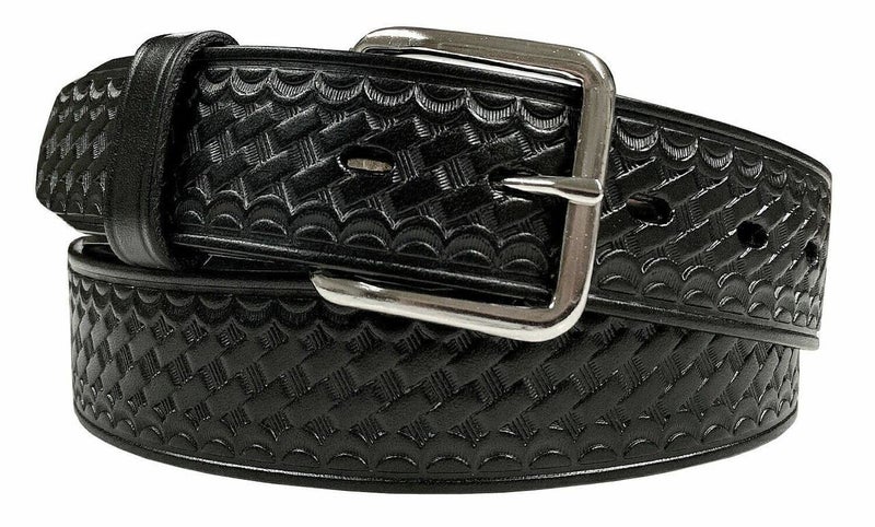 Belts.com Men's Basketweave 1.5 Inch Wide Genuine One Piece Leather Utility Uniform Work Belt, Black, 36 - Image 1
