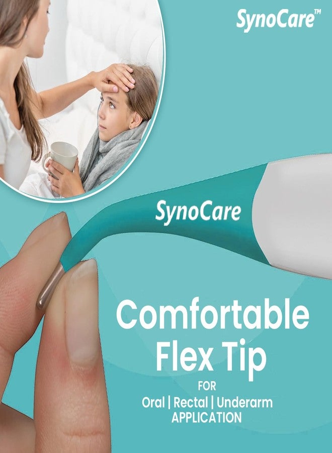 SYNOCARE مقياس حرارة رقمي مرن ومقاوم للماء من سينوكير، قياس سريع وفوري لدرجة حرارة الفم وتحت الإبط بدقة بالدرجة المئوية والفهرنهايتية | مقياس حرارة للبالغين والأطفال والرضع (عبوة من قطعة واحدة) - Image 4