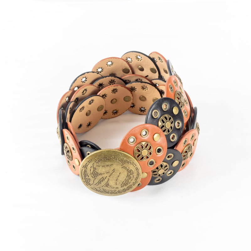 ذا بلاك بيرل اكسسوريز حزام جلد بني × أسود حريمي - Image 1