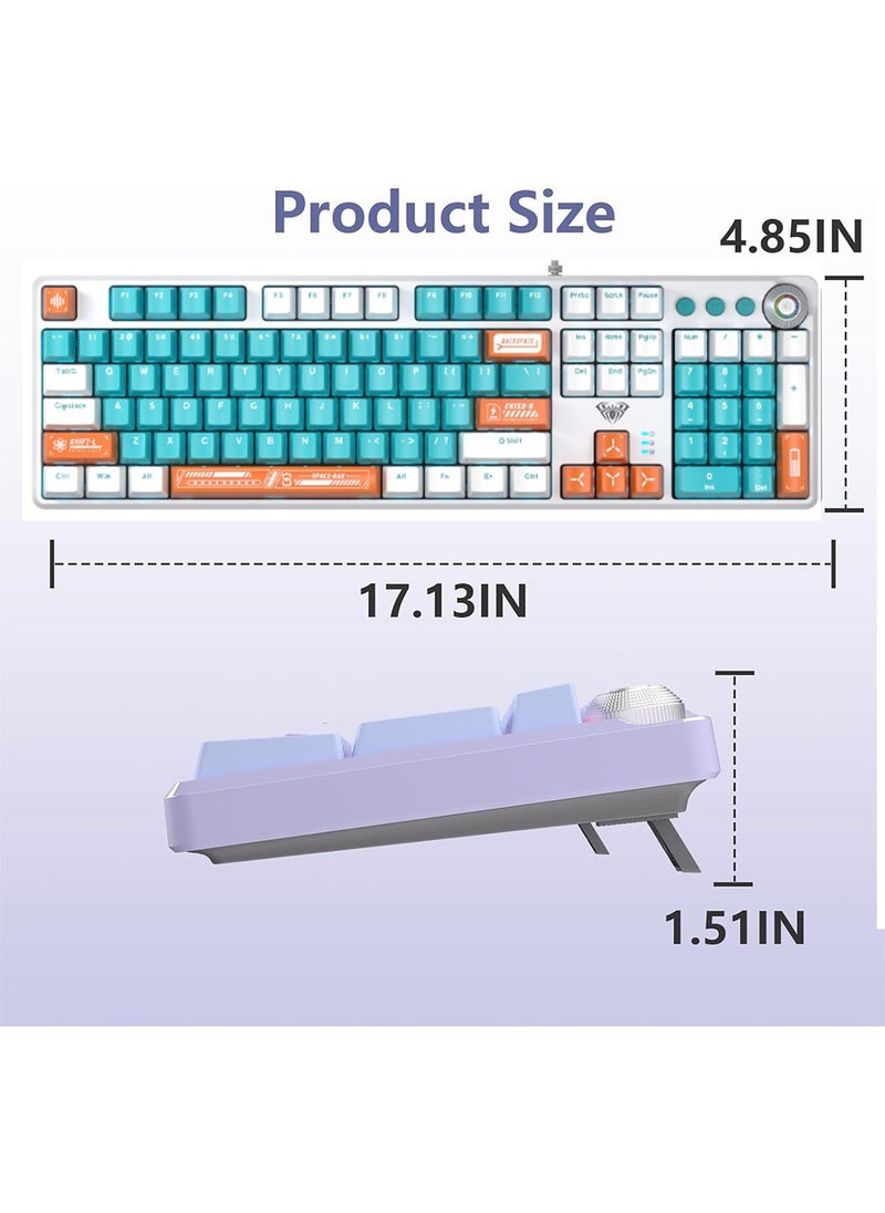 لوحة مفاتيح الألعاب الميكانيكية AULA F2088، مع مفاتيح وسائط ، مسند معصم قابل للفصل، لوحة معدنية متينة، إضاءة LED بألوان قوس قزح، 104 مفتاح، لوحة مفاتيح مريحة للألعاب الكمبيوتر الشخصي (مفتاح أزرق) - pzsku/Z498E206D297716D6371BZ/45/_/1716288387/5c3b2b98-f107-483b-83ea-d7f5261ee9ae