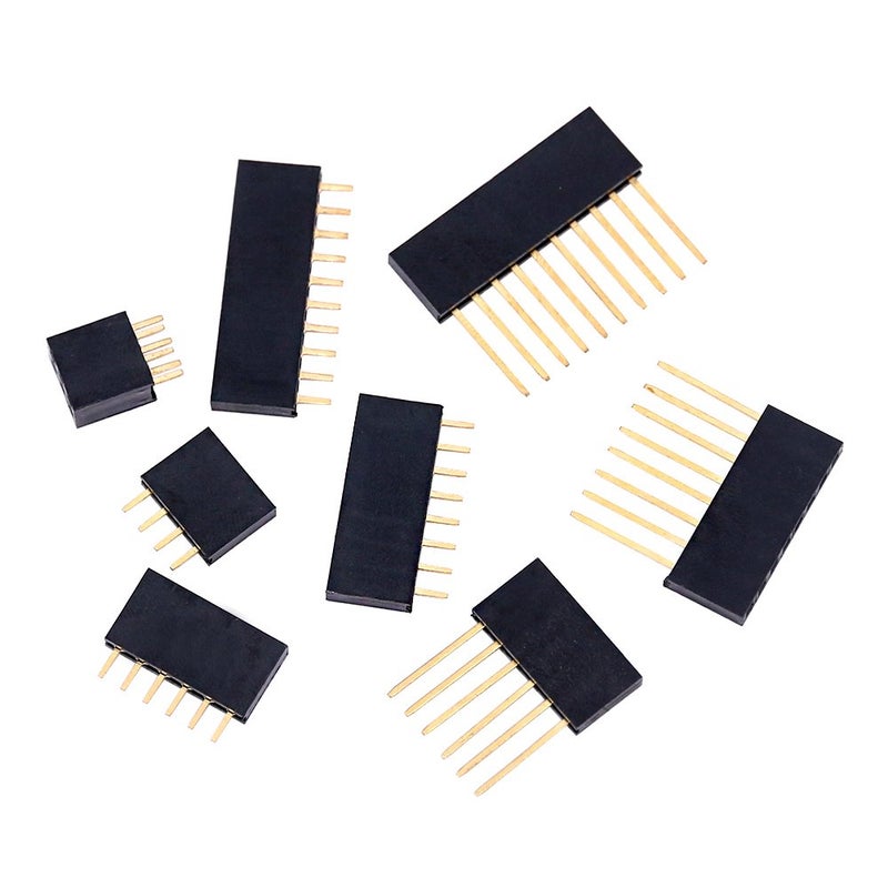 Glarks 112Pcs 2.54mm Male and Female Pin Header Connector Assortment Kit, 100pcs Stackable Shield Header and 12pcs Breakaway PCB Board Pin Header for Arduino Prototype Shield - Image 5