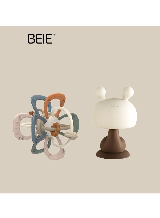 BEIE Silicone Baby Toy Mushroom Rattle Soothing Baby Teether Assorted Colors Suitable from 2+ Months - Image 2