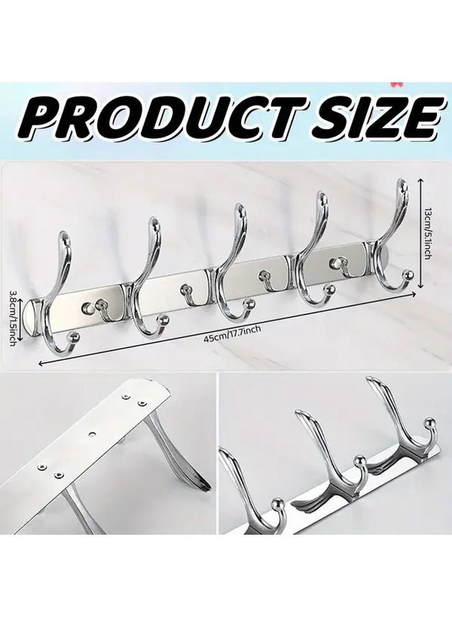 Silvery Stainless Steel Wall Hooks 2pcs Load Bearing For Kitchen Bathroom - Image 4