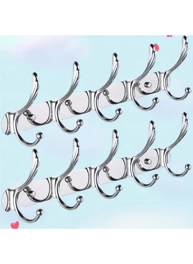 Silvery Stainless Steel Wall Hooks 2pcs Load Bearing For Kitchen Bathroom - Image 1