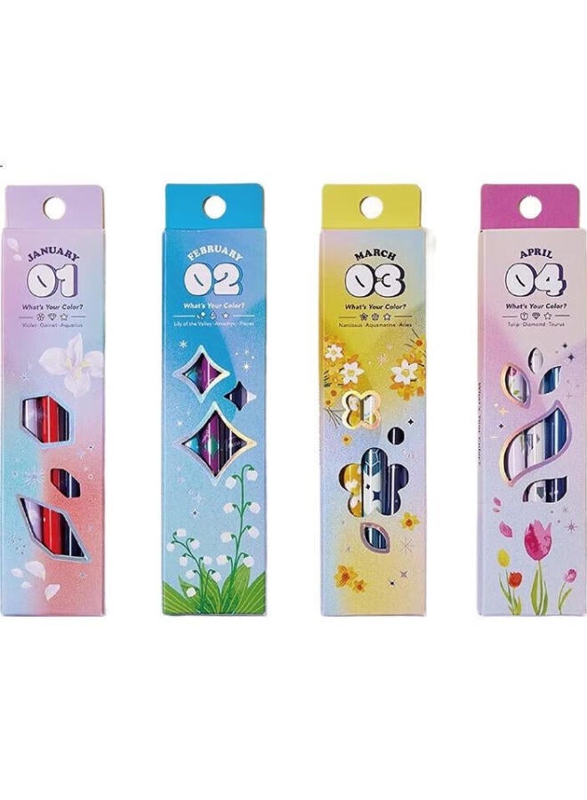 Monami 3000 Watercolor Markers, 12 Zodiac Signs, 0.4Mm, High-Quality Colored Water-Based Pens, For Note-Taking, Student Journaling, And Line Drawing, 3-Color Set - February - Image 2