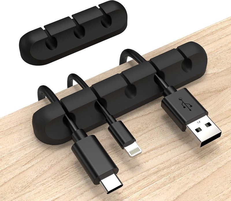 إنشور منظم الأسلاك من INCHOR، مشابك الكابلات وحامل الأسلاك، إدارة الكابلات USB وكابلات الطاقة، عبوتان من منظمات الكابلات للسيارة والمنزل والمكتب (5، 3 فتحات) - Image 1