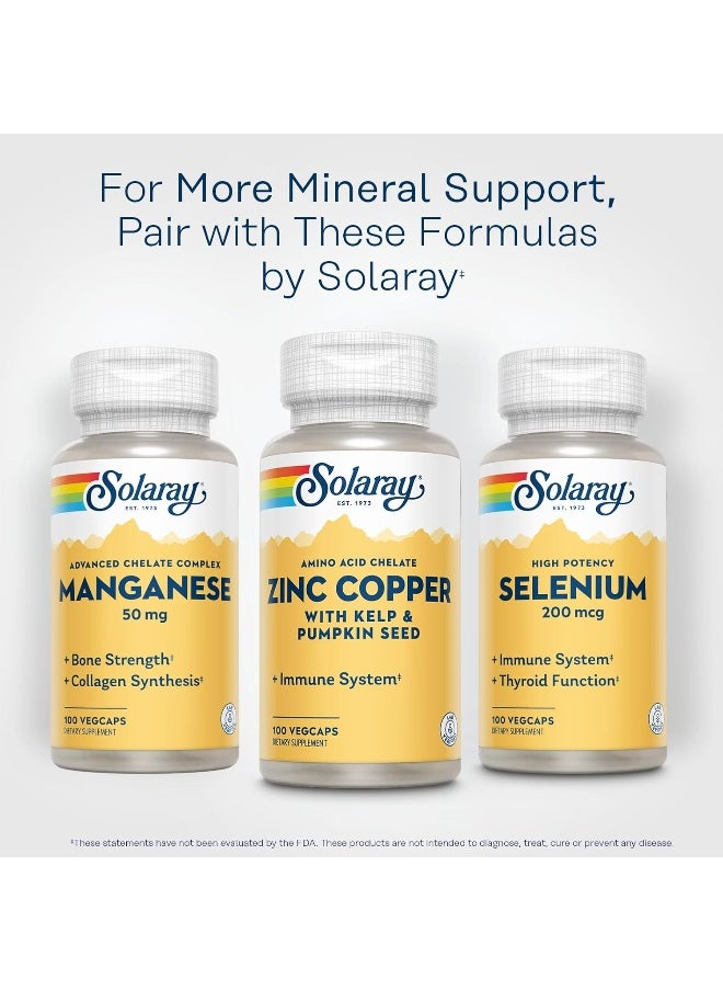 Solaray - Solaray Zinc Copper Amino Acid Chelates, Healthy Cellular, Heart & Thyroid Function Support, Vegan, 100ct, 100 serv. - Image 1