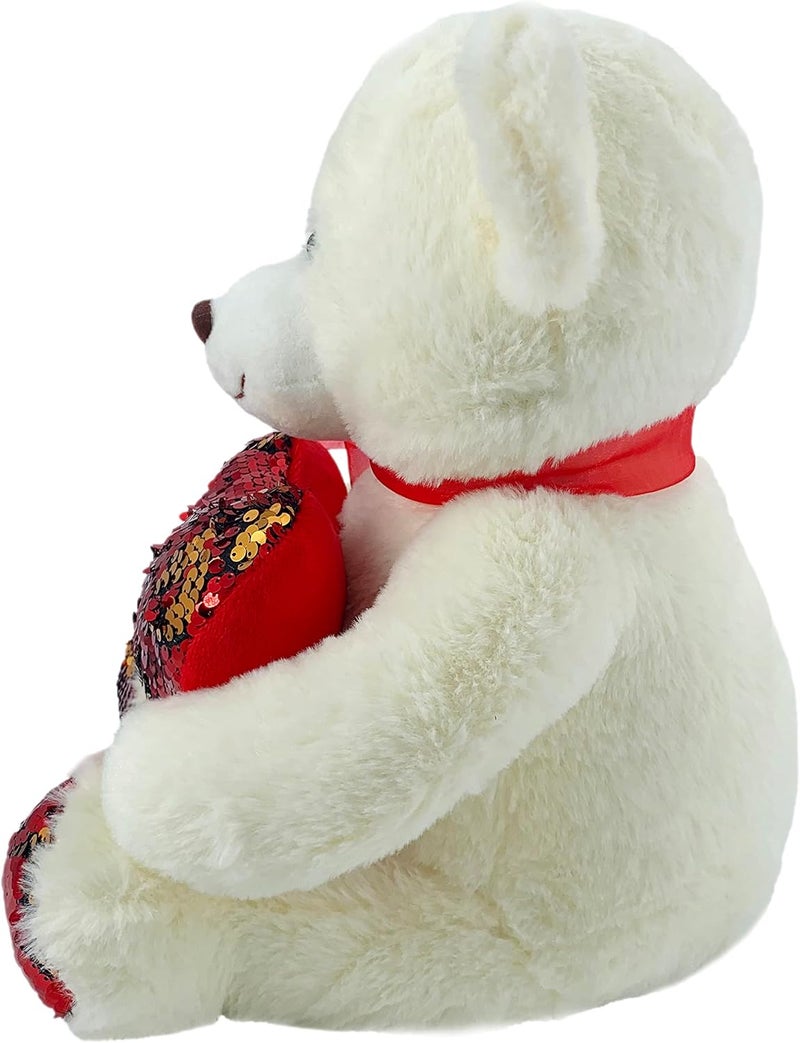 Party Magic Bear with Sequins Heart Cream 31cm - Image 2