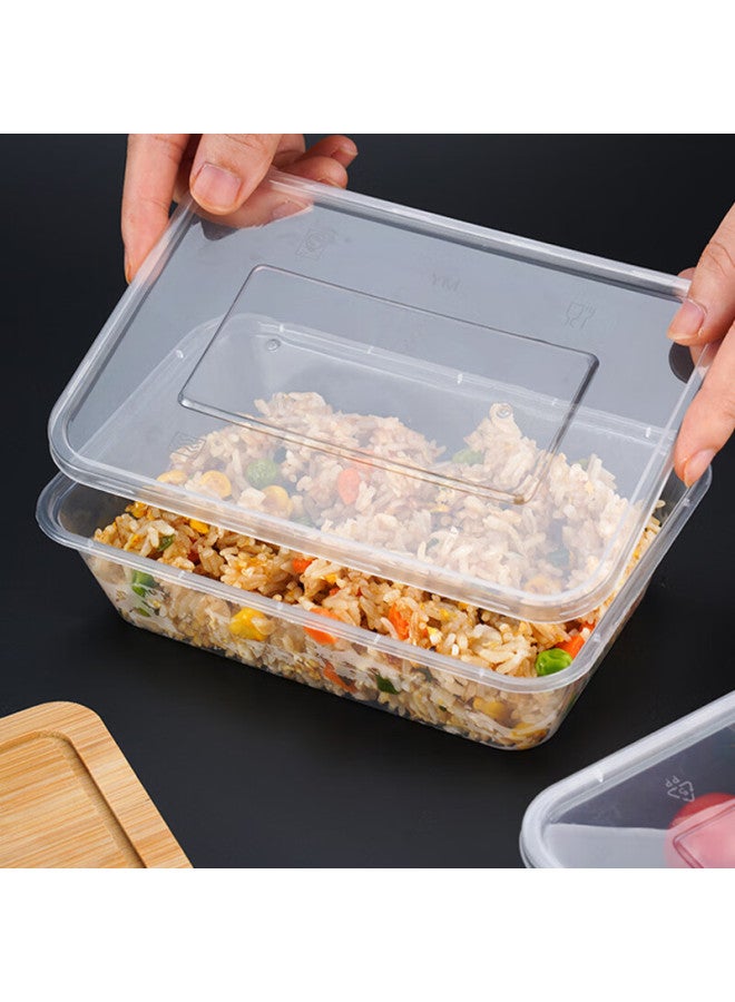 Jiachi Disposable Food Container, Rectangular Plastic Take-Out Box, 50-Pack 750Ml With Lid, For Food Delivery And Takeaway - Image 2