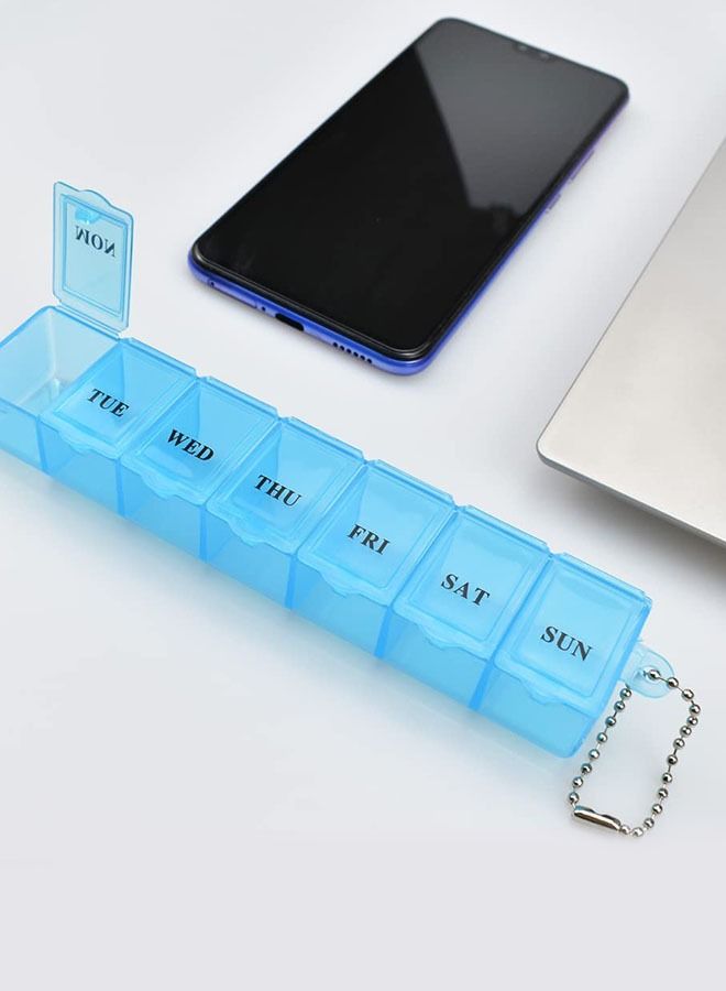 Generic 2 Pcs Weekly Pill Organizer Medicine Holder, Mini Pill Case Week Medication Container for Travel (Blue+White)  - Image 5