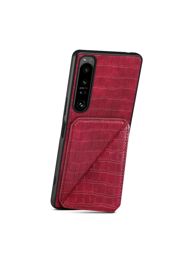 Denior Case For Sony Xperia 5 III Imitation Crocodile Leather Back Phone Case with Holder - Image 2