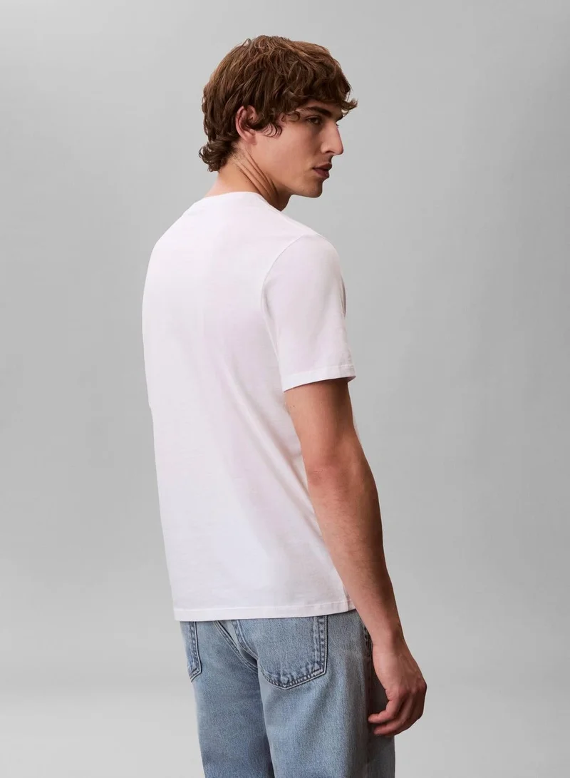 Calvin Klein Jeans Bright White/Plein Air 2 Pack Cotton Badge T-Shirts for Men | Best Price UAE