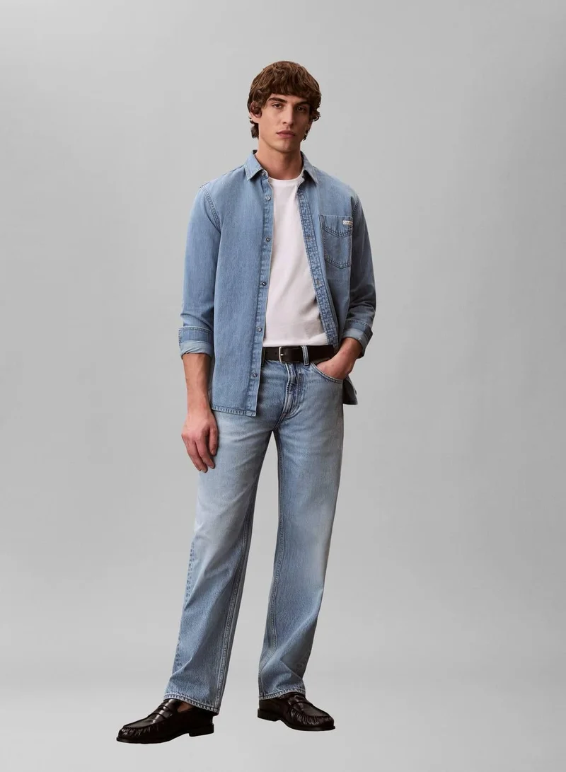 Calvin Klein Jeans Bright White/Plein Air 2 Pack Cotton Badge T-Shirts for Men | Best Price UAE