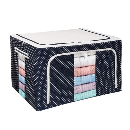Yellow Weaves Polyester Foldable Cloth Storage Box/Wardrobe Organizer - 66 Ltr, 1 Piece, Blue, 33 Cm, 40 Cm - Image 1