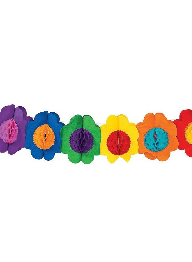 S-shine Crafts 12 ft. x 7" Multicolor Tissue Flower Garland Novelty Rainbow Paper Garland Party Decorations Colorful Bunting Banner Tissue Flower - Image 3