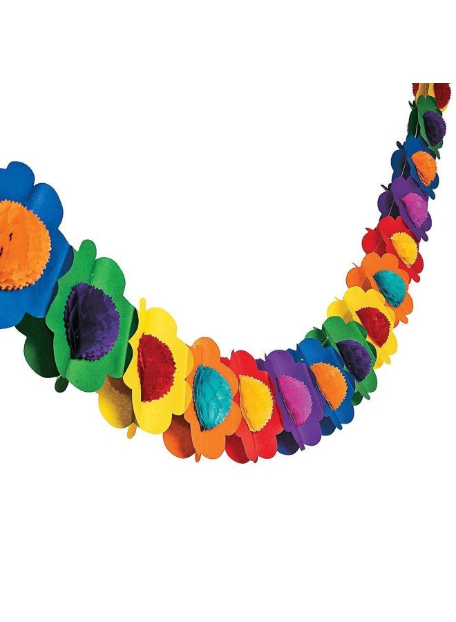 S-shine Crafts 12 ft. x 7" Multicolor Tissue Flower Garland Novelty Rainbow Paper Garland Party Decorations Colorful Bunting Banner Tissue Flower - Image 1
