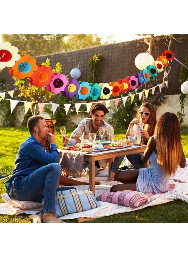 S-shine Crafts 12 ft. x 7" Multicolor Tissue Flower Garland Novelty Rainbow Paper Garland Party Decorations Colorful Bunting Banner Tissue Flower - Image 4