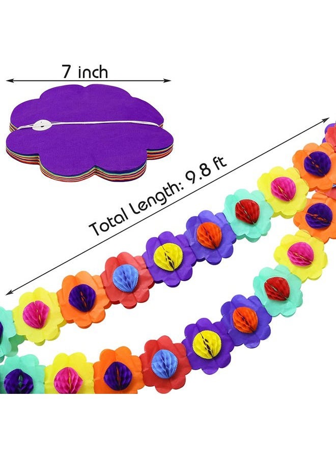 S-shine Crafts 12 ft. x 7" Multicolor Tissue Flower Garland Novelty Rainbow Paper Garland Party Decorations Colorful Bunting Banner Tissue Flower - Image 5