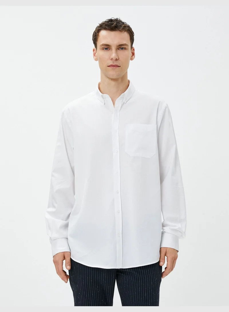 KOTON Basic Shirt Classic Neck Pocket Detail Cotton