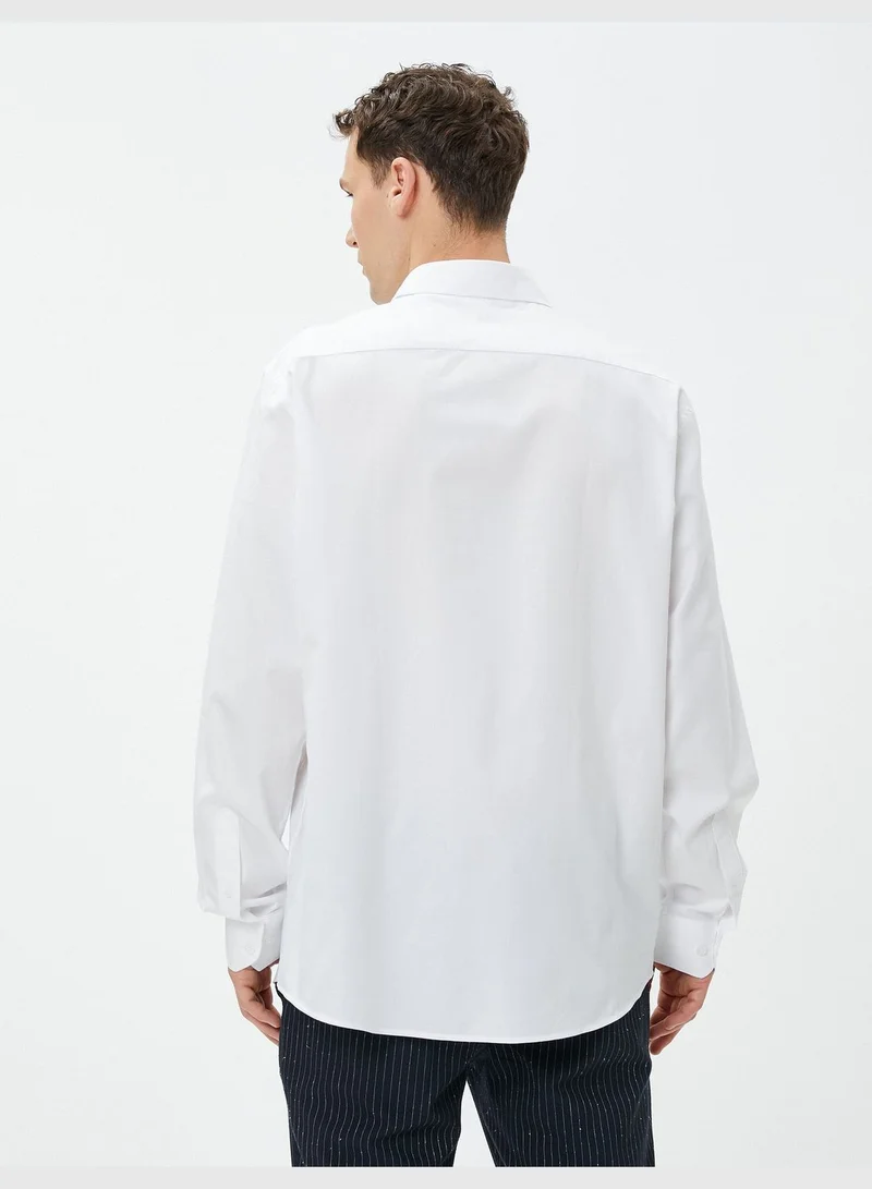 KOTON Basic Shirt Classic Neck Pocket Detail Cotton