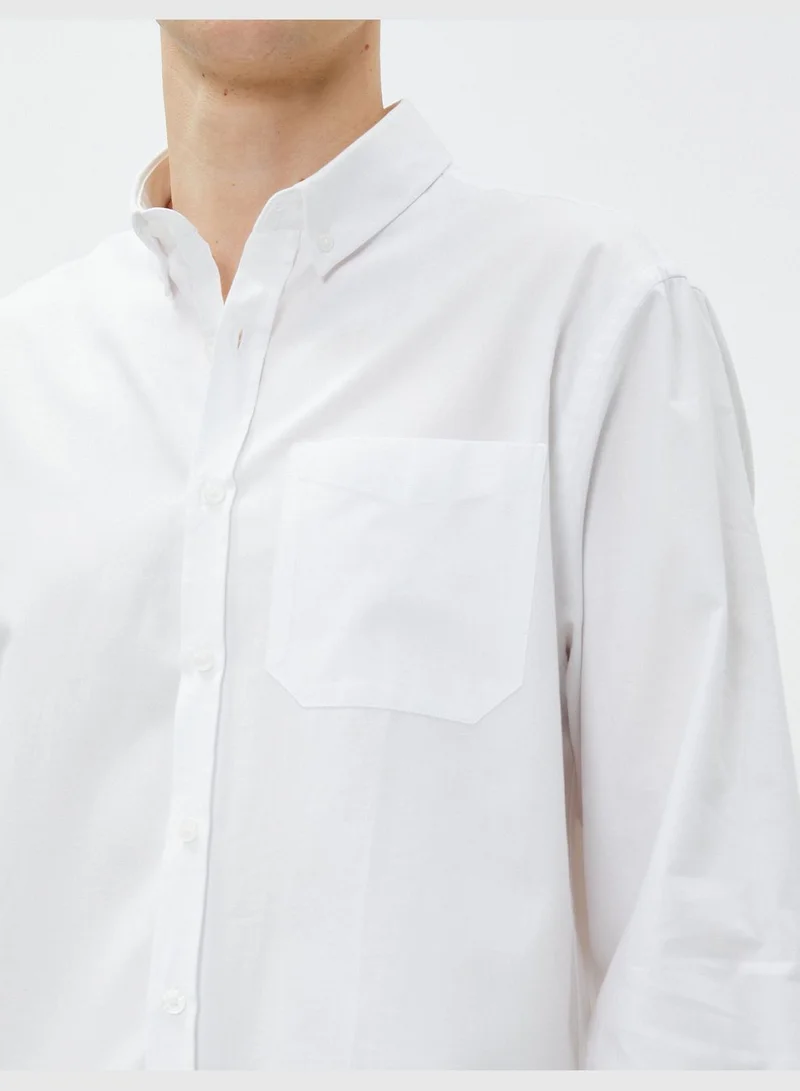 KOTON Basic Shirt Classic Neck Pocket Detail Cotton