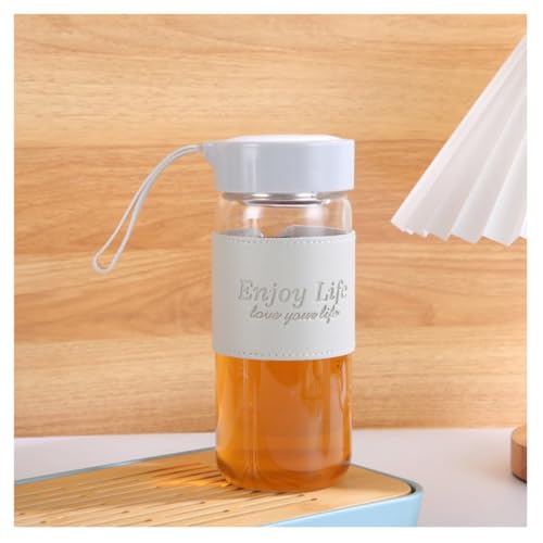 Wosta Leakproof Glass Water Bottle with Stainless Steel Infuser Glass Tea Infuser Bottle with Strainer and Neoprene Sleeve for Loose Leaf Tea, Cold Brew Coffee. (A - GREY, 480ML) - Image 1