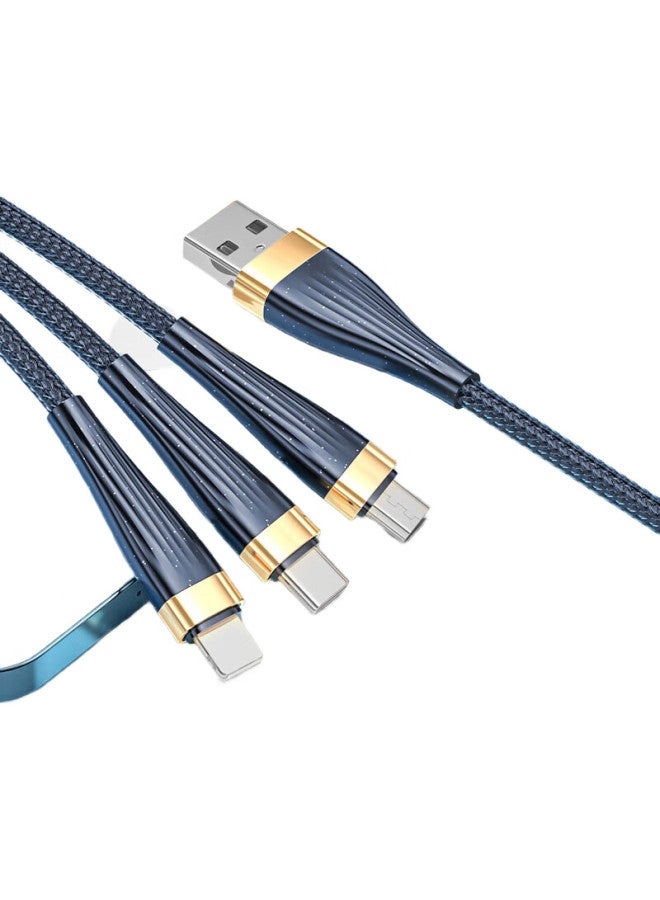 Lenvog Lanwogang 100W Three-In Data Cable, Charging Cable, 6A Super Fast Charging, Compatible With Apple Iphone/Huawei/Xiaomi/Honor Phones, Universal, 2 Meters, Black And Gold - Image 1