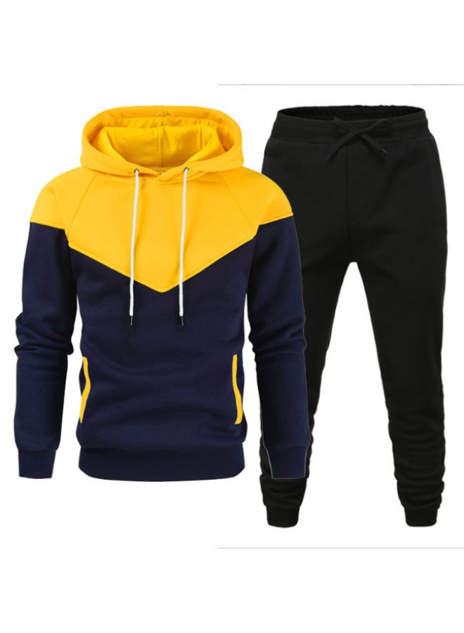 نيو هودي جديد للرجال مجموعة شبابية عصرية رياضية عادية بألوان متباينة مع قلنسوة - Image 4