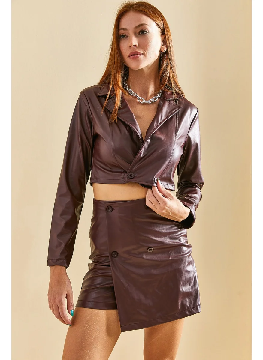 Lithe Shorts and Leather Jacket Top and Bottom Set 2000