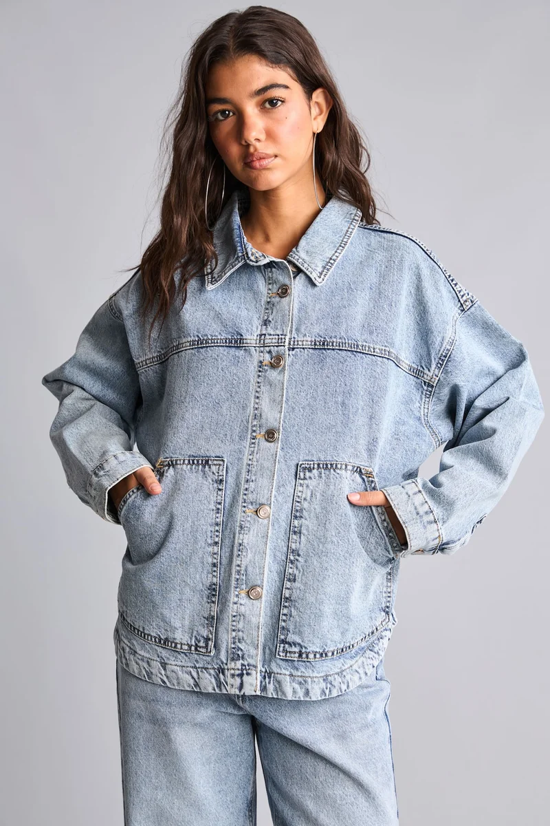 Defacto  100% Cotton Oversize Denim Jacket for Women | Best Price UAE