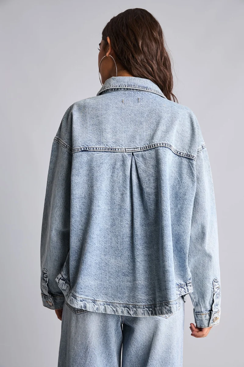 Defacto  100% Cotton Oversize Denim Jacket for Women | Best Price UAE