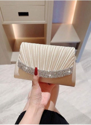 حقيبة ليلة القمر 1 قطعة، تصميم كلاسيكي مموج من الساتان لحقيبة سهرة مزينة بالراين الساطع، حقيبة سهرة رسمية مع سلسلة، تتناسب بشكل مثالي مع أزياء رأس السنة الجديدة، تتناسب بشكل ممتاز مع فساتين الحفلات - pzsku/Z498E94EC692EB933D591Z/45/1750443328/1e3a2138-a1df-4ed3-87d2-a2403866f77f