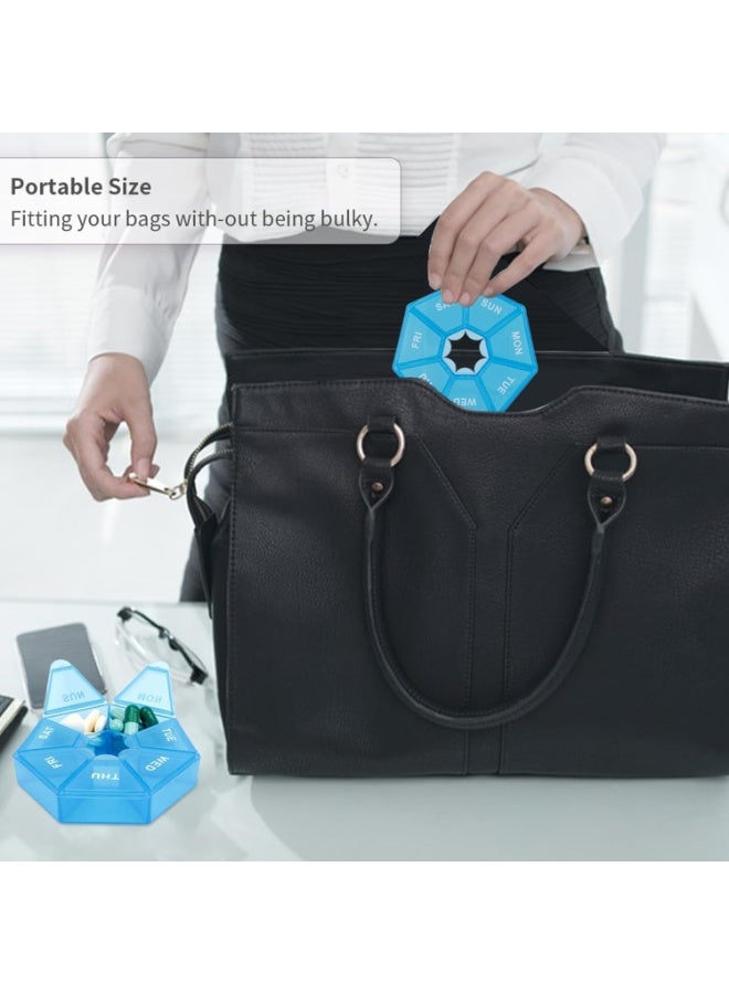 Weekly Pill Organizer – 7-Day Pill Case Travel Organizer – Small, Cute & Portable Pill Box for Medication, Vitamins, Supplements – Travel-Friendly Pill Container & Dispenser for Daily Use - Image 2