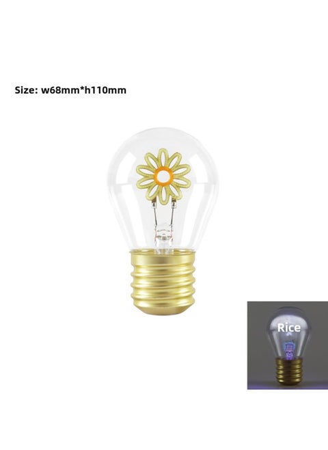 Edison Cartoon Shape Light Bulb LED Charging Light Bulb Color Fun Decorative Lamp Portable Night Light-Color:Daisy-blue+orange-Size:68*112mm