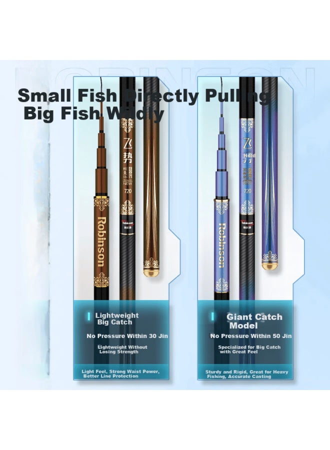 Robinson Feishi Giant Fishing Rod Ultra-light Ultra-hard Carbon Fiber Silver Carp Rod 19-tone Qingxun Pole Fishing Rod Hand Rod 9m 8h 19-tone - Image 2