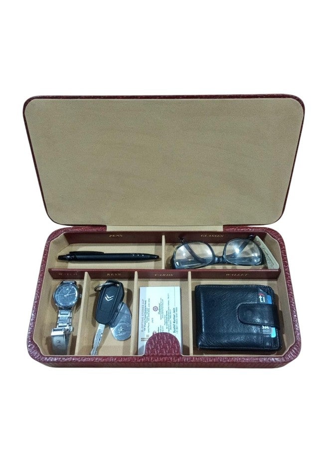 Leatherman Genuine Leather Compact Gents Tray – Tan | Valet Tray Organizer for Keys, Wallet, Watch & Glasses | Magnetic Lock | Desk & Bedside Organizer (33 x 18 x 4.5 cm) - Image 1