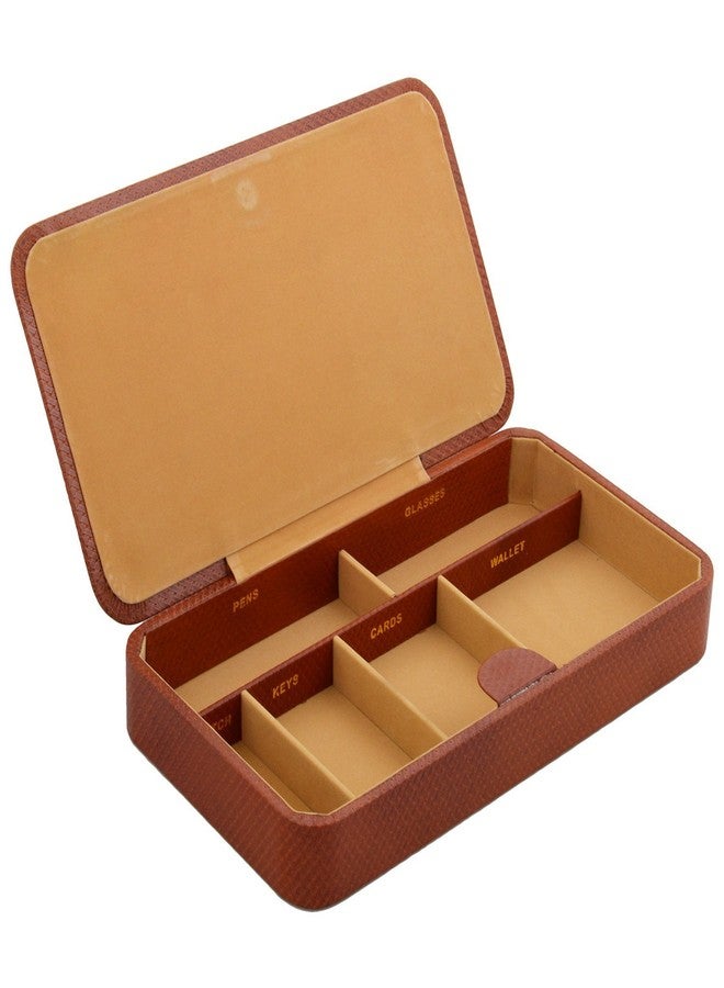 Leatherman Genuine Leather Compact Gents Tray – Tan | Valet Tray Organizer for Keys, Wallet, Watch & Glasses | Magnetic Lock | Desk & Bedside Organizer (33 x 18 x 4.5 cm) - Image 3