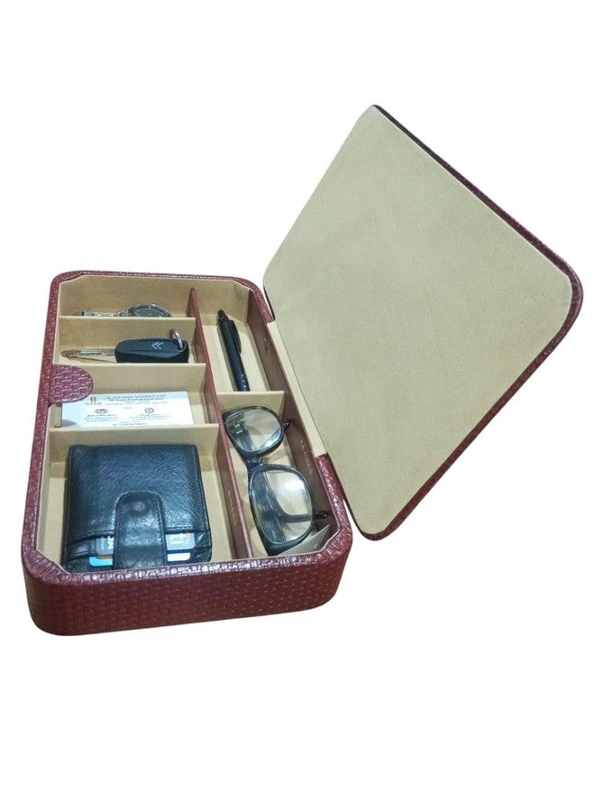 Leatherman Genuine Leather Compact Gents Tray – Tan | Valet Tray Organizer for Keys, Wallet, Watch & Glasses | Magnetic Lock | Desk & Bedside Organizer (33 x 18 x 4.5 cm) - Image 4